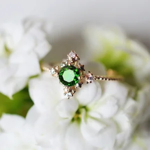 CAOSHI Green Cubic Zirconia Crystal Wedding Ring Elegant Rose Gold Jewelry Emerald Engagement Ring