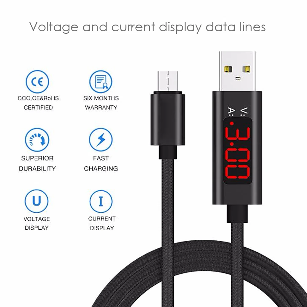 Portable Data Transfer Cable For Iphone,Micro Usb,Typec,Charger Led