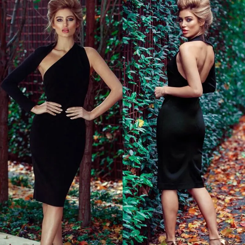 

2021 Fashionable one shoulder dress Sexy sheath design dress for ladies