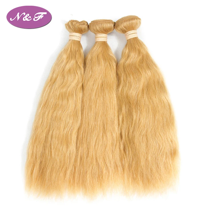 

YF Pre Colored Kinky Straight Hair Bundles #613 Blonde Extension Mongolian Human Hair Weave Bundles