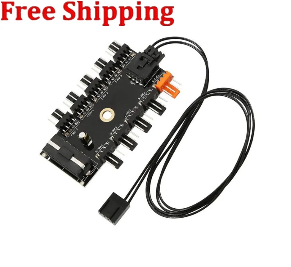 

Multi Way Splitter Cooler Cooling Fan Hub PC Computer IDE / SATA 1 to 10 8 4 pin 4PIN 12V Power Socket PCB Adapter