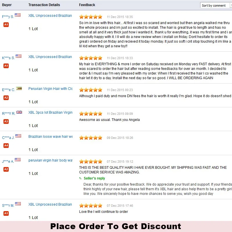 Customers feedbacks&discount