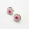 ER16247 White Quartz Stalactite Druzy Stone Stud Earrings Gold Plated Earrings