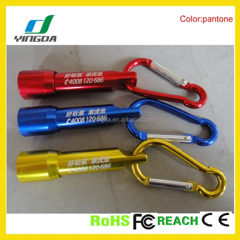 
factory price aluminum mini keychain button batteries promotional 1 led flashlight with carabiner 