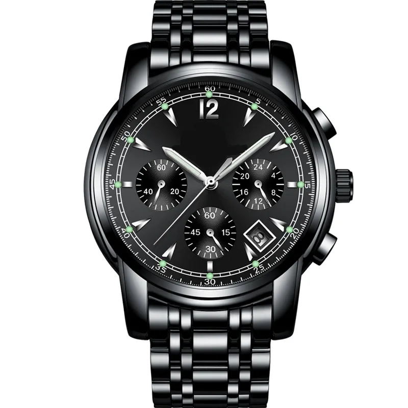 

Free Shipping Stainless Steel NIBOSI Mens Luminous Chronograph Watch