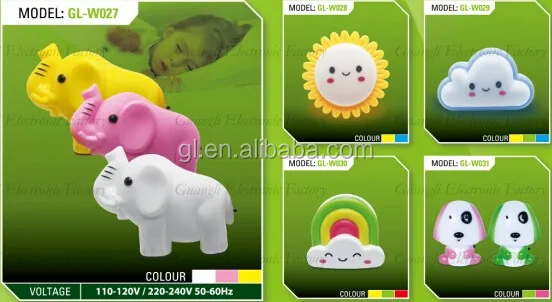 Lovely elephant Crazywan Kids 3 SMD Small switch Wall Night Lamp for Children plug in 0.6W AC 110V 220V W046
