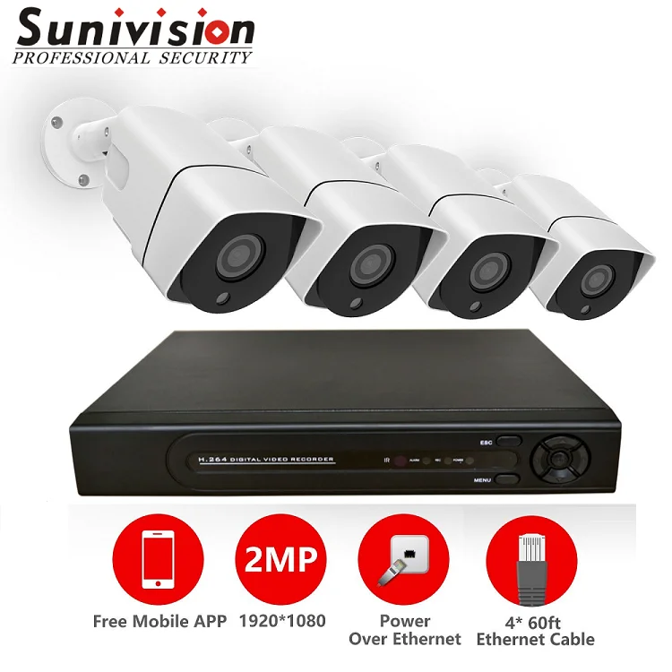 4ch Poe Nvr Security Camera System With 4x 1080p Hd Security Camera Plug And Play Security Ip Camera System Free App Buy Security Camera System Outdoor Camera System Poe Security Camera System Product