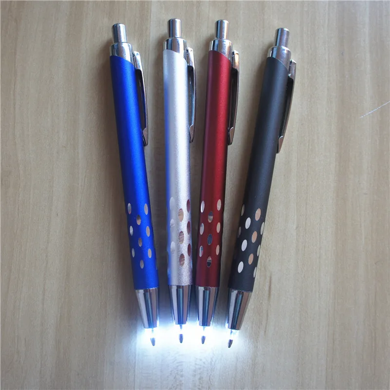 New Design Click Metal Promotional Pen With Led Light Tip
