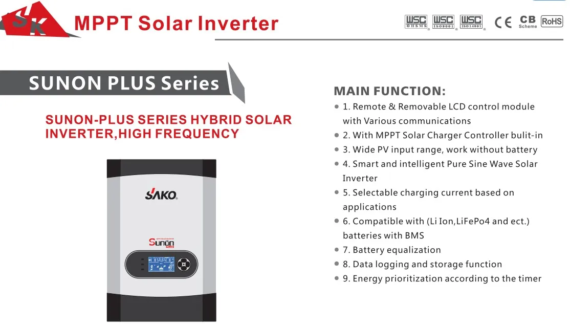 SAKO SUNON-PLUS 3KW HYbrid Solar Inverter High Frequency With WIFI With