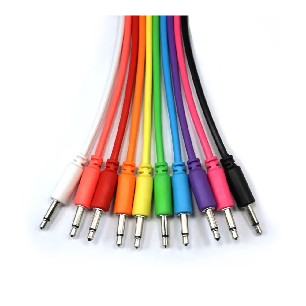 

1/8 3.5mm mono Eurorack Modular Patch Cables, Black;blue;red;white;green/yellow/violet/peach/pink/orang