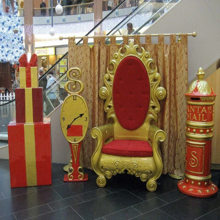 2023 Handmade Fiberglass Large Santa Throne King Santa Chair For