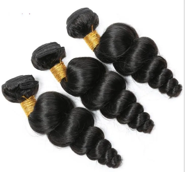 

8inch~30inch Hot sale cheap Loose wave Brazilian/Peruvian/Indian Human hair bundles/weft with 4*4 closure