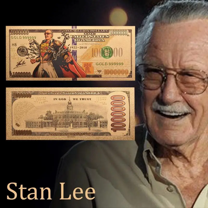 New Products Gold 999999 Stan Lee One Million Dollars Color Coins