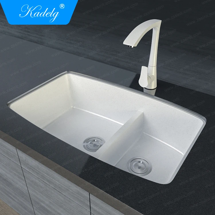 Drop-In Large Small 60/40 Quartz Reversible Double Bowl Kitchen Sink