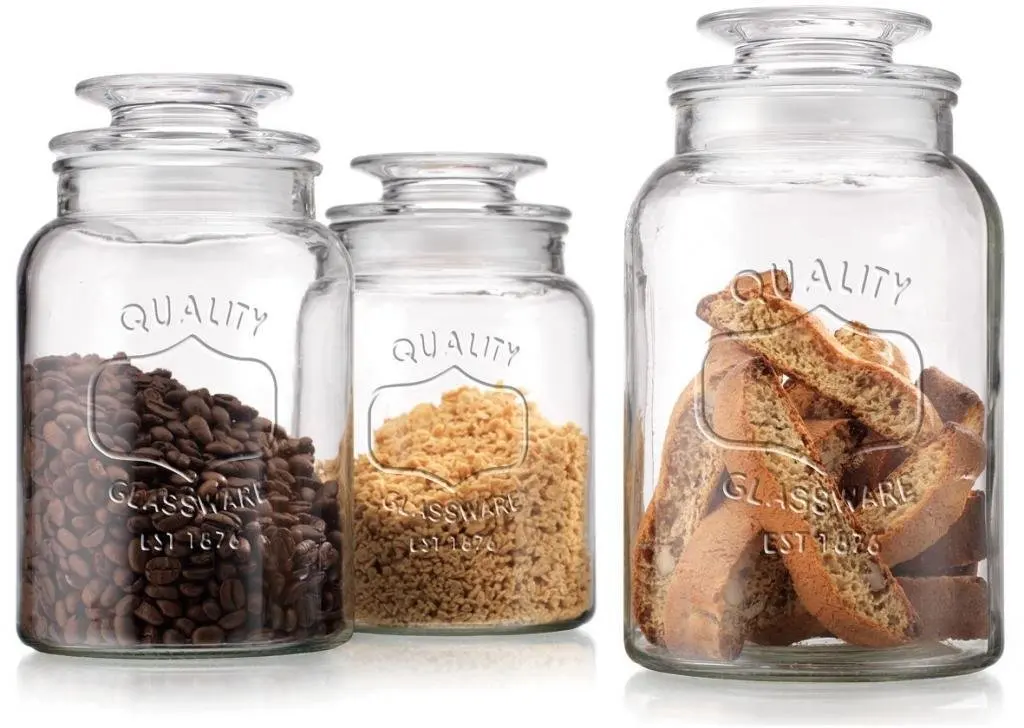 Bathroom Gl Jars Find Deals On Line At Get Quotations Set Of 3 Clear Gl Canister Jars With Lids For Kitchen Or Bathroom Food