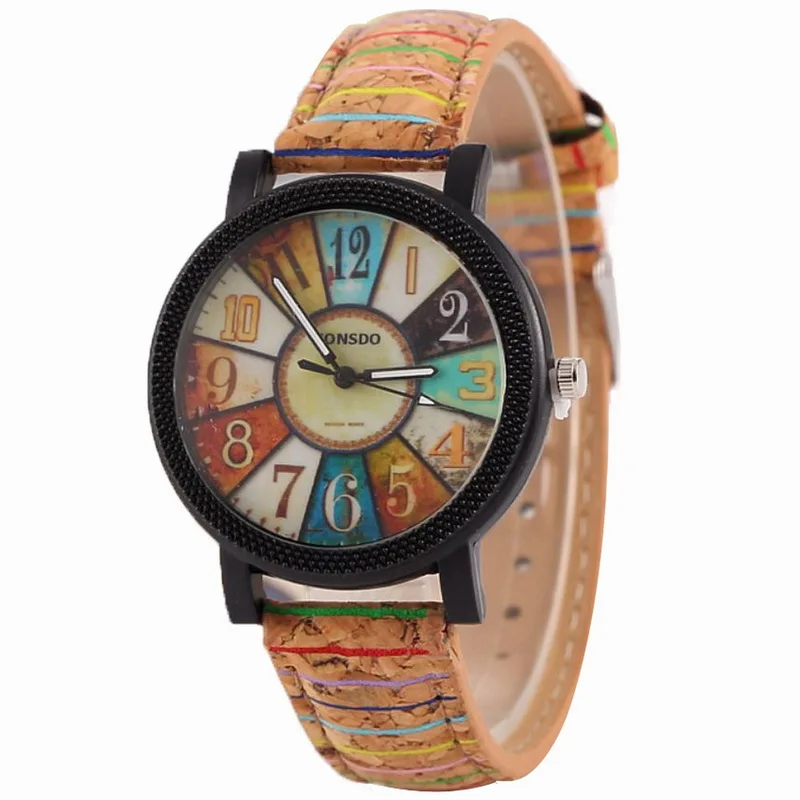 

2019 Hot sell Luxury Fashion Quartz Wristwatches Marine theme simulation wood grain band women Watches, Picture