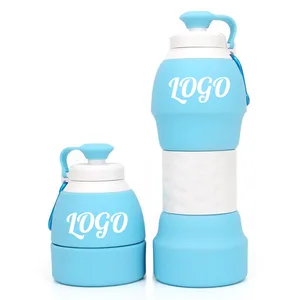580ML BPA Free Promotional Collapsible Silicone Foldable Sports Compressible Water Bottle With Custom Logo