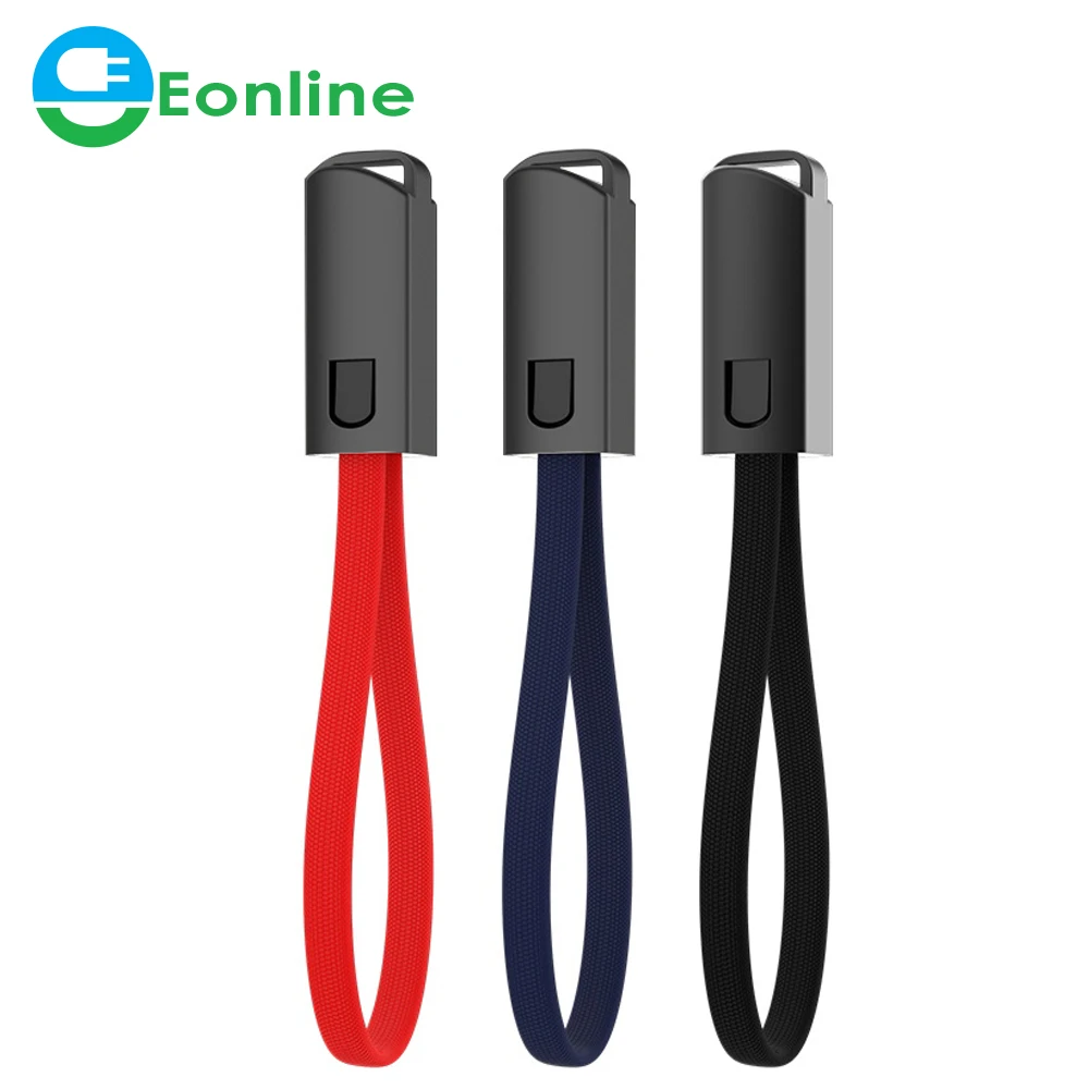 

EONLINE 6A Zinc Keychain USB Fast Charger Cable Micro USB Type C Nylon Cable For Samsung Galaxy S10 Mobile Phone Cable