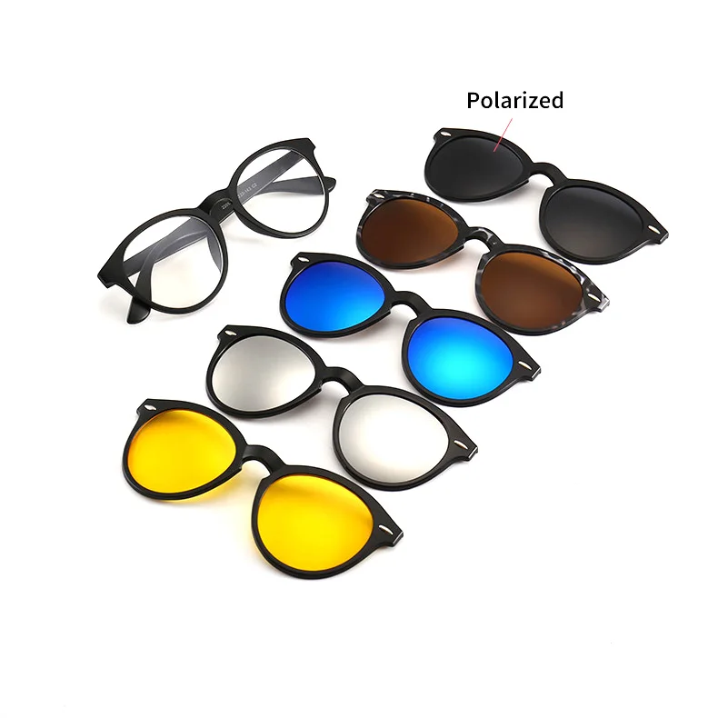 

2205A Superhot Eyewear Round Clip On Sunglasses Set Magnetic Eyeglasses Frames