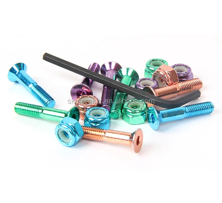 Skatergear Custom Pack 1 Inch Skateboard Bolts Nuts Hardware 7 8 With