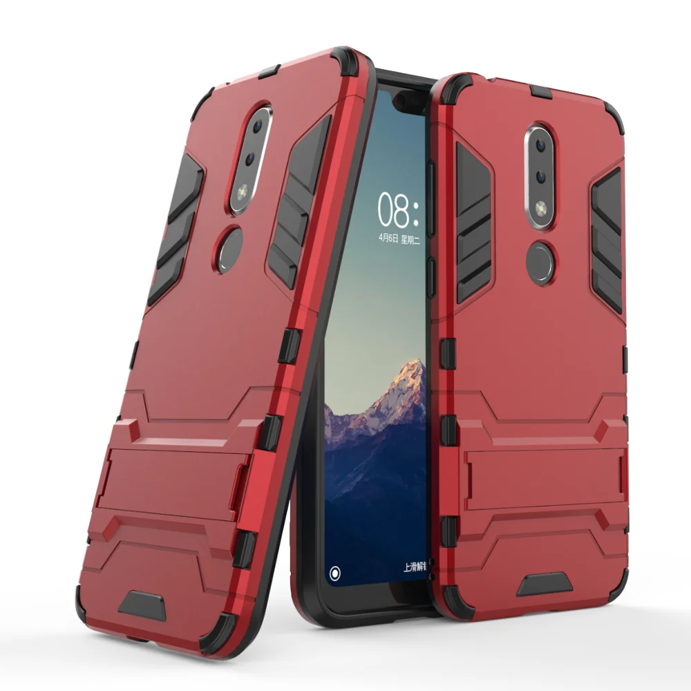 

Iron Man Shockproof Kickstand Armor Case For Nokia 6.1 Plus /X6, Black,blue, pink, red,golden,silver