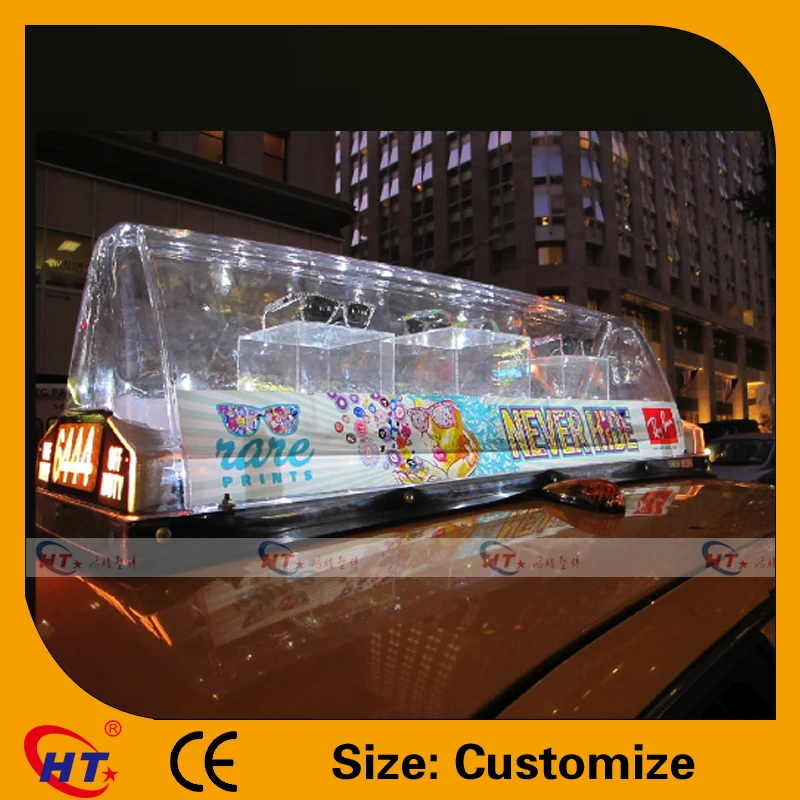 Transparent high quality taxi top advertising for pizza