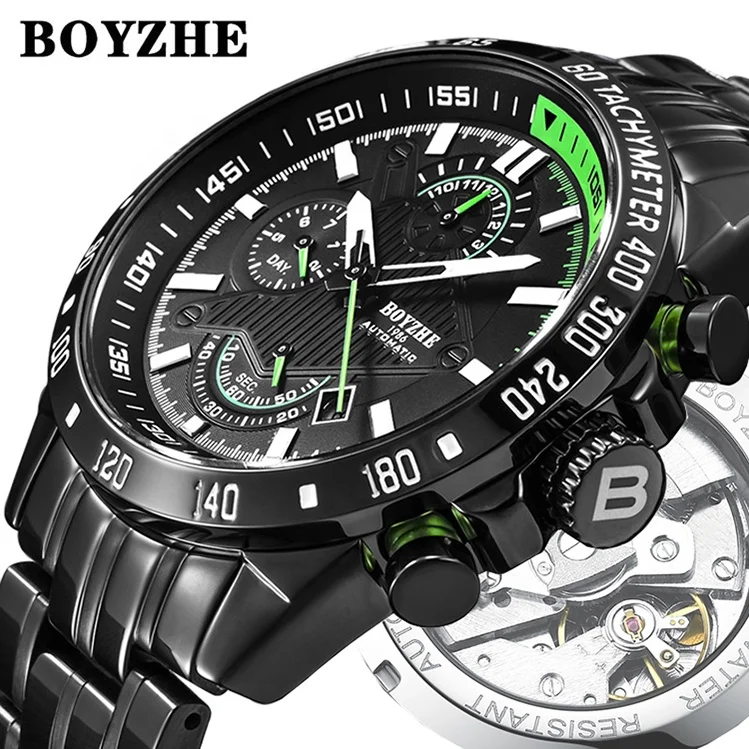 

BOYZHE Factory Direct Black Dial Week / Month Full Automatic Mechanical Automatic Luxury Watch