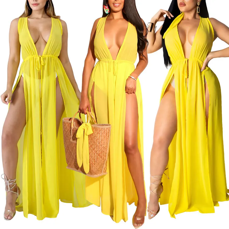 

90320-MX10 Sexy Grenadine Open Plus Size Long Dresses Women