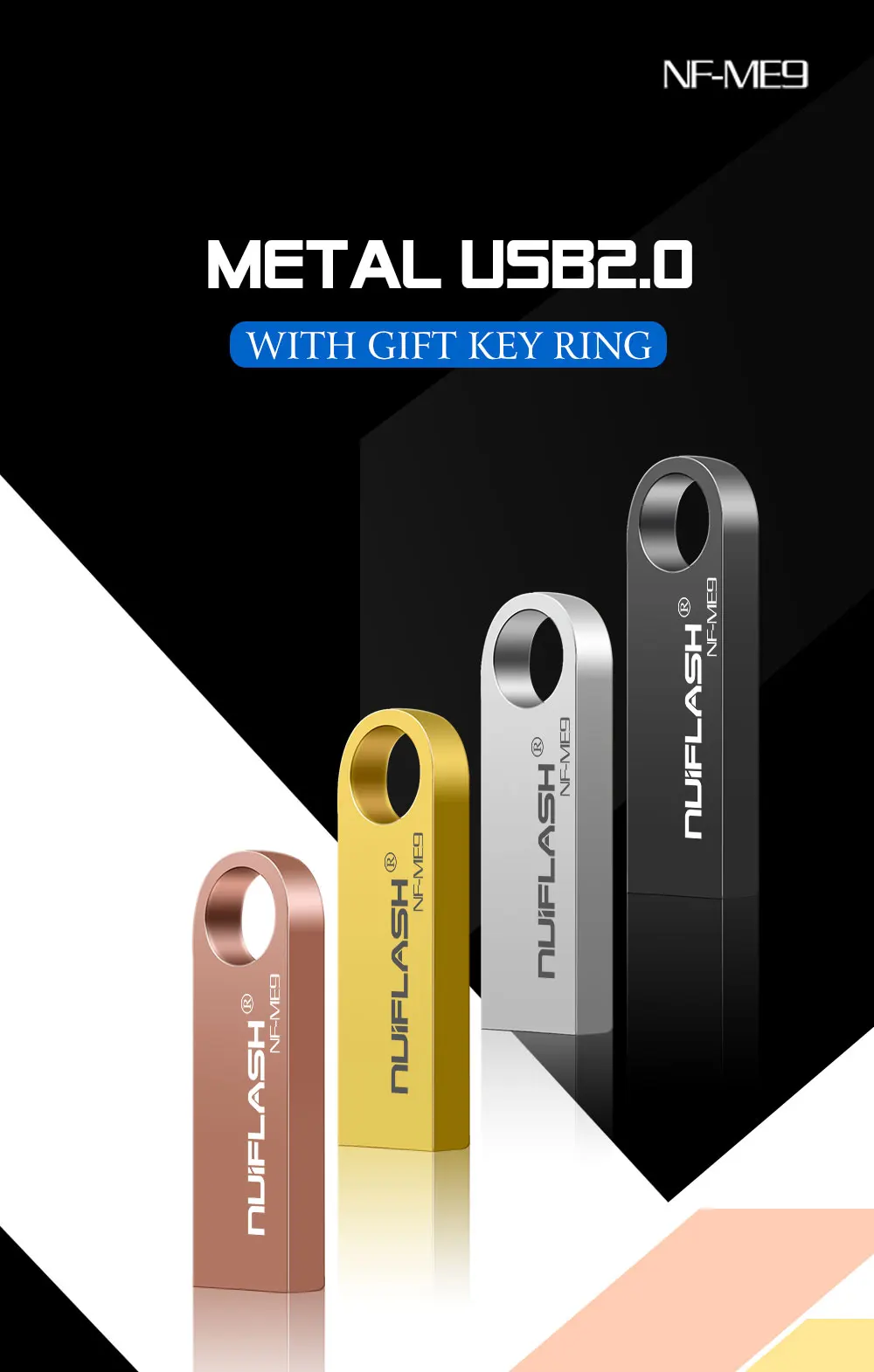 Colorful Custom Promotional Metal USB Key 16GB pendrive 32GB 64gb 4gb usb flash drives 128gb pen drive with key ring - ANKUX.COM