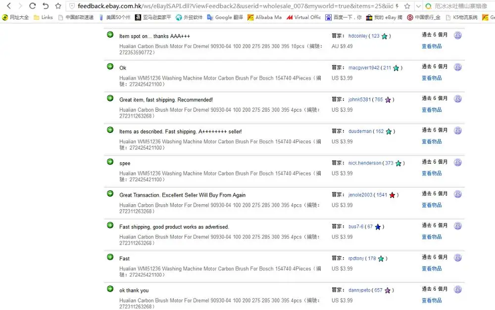 Ebay customers comments