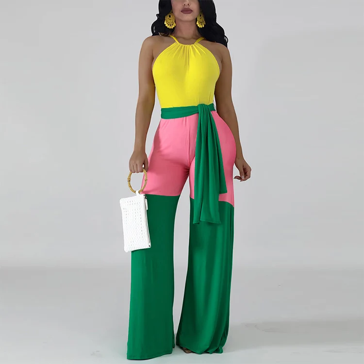 

Hot Sale Summer Spice Lace-Up Wide Leg Pants Ladies Sexy Summer Jumpsuits Women