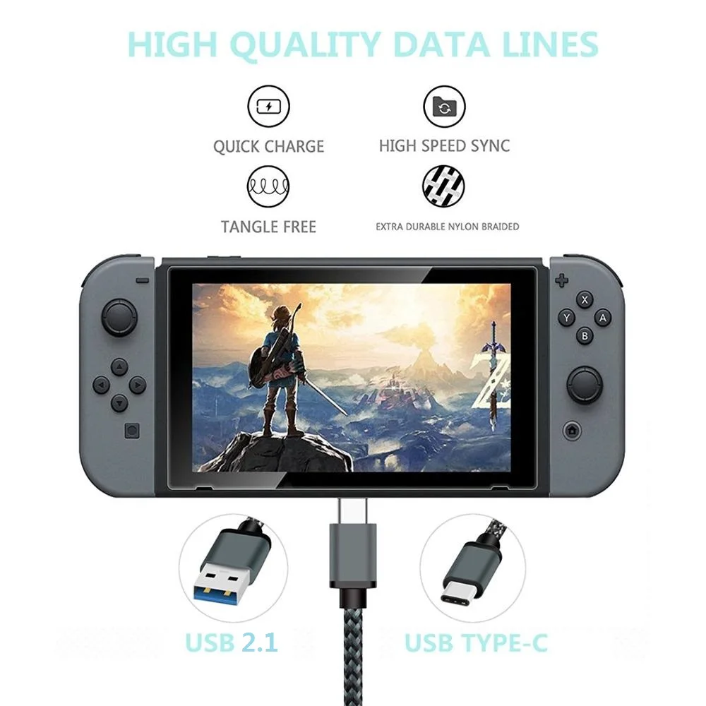 Nylon Braided Extension USB C Cell Phone Cables 6 Feet Charging Cable C Type 2M - ANKUX.COM