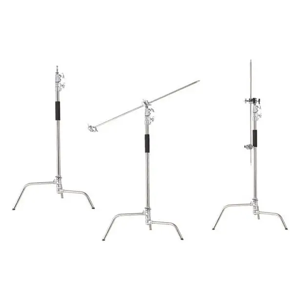 Stainless Steel Studio Light Stand Detachable Light Cstand With Arm Line Resizer For Flash