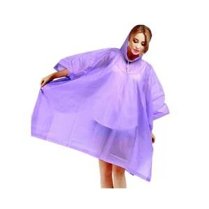 Image of Premium Quality Colorful Disposable emergency EVA rain poncho for adults with hood and drawstring