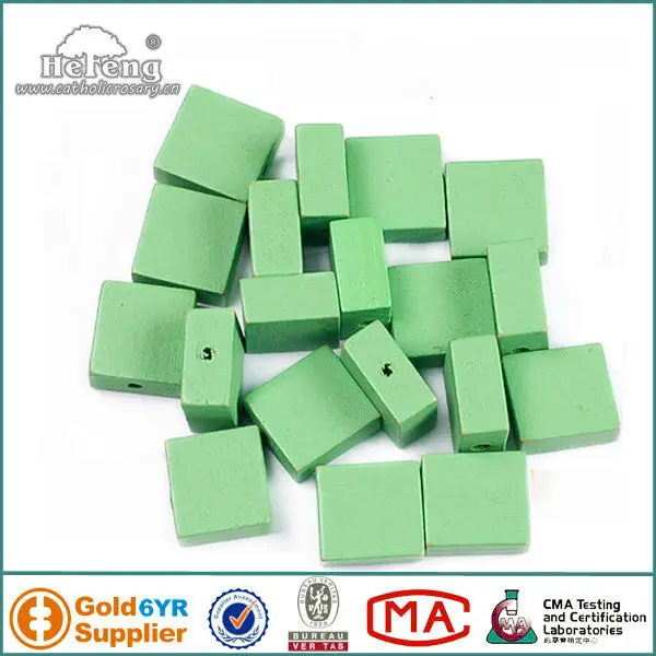 Painted square wooden beads,wholesale square wood beads