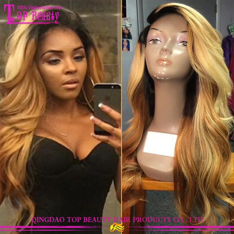 

Cheapest human Brazilian hair blonde u part wig ombre color 1bT27# ombre u part wigs, N/a