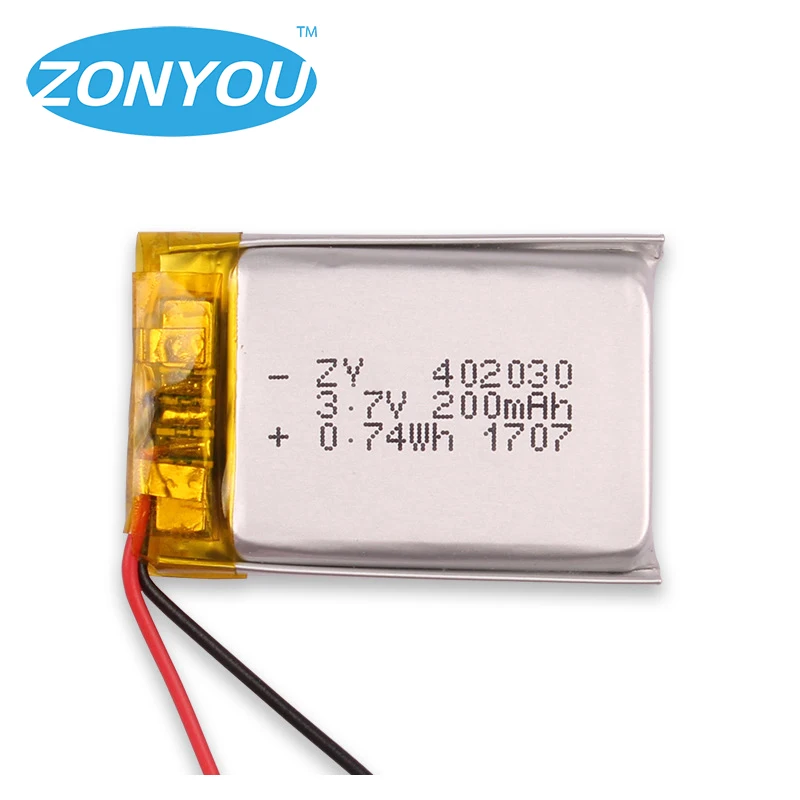 
Rechargeable Lipo Li-polymer 3.7V 402030 200mAh 0.74Wh Li Ion Li Polymer Lithium Batteries Battery 