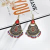 High Fashion Ethnic Natural Ruby Earring Hanging Handmade Vintage Bohemia Tassel Colorful Ball Drop Earrings For Women