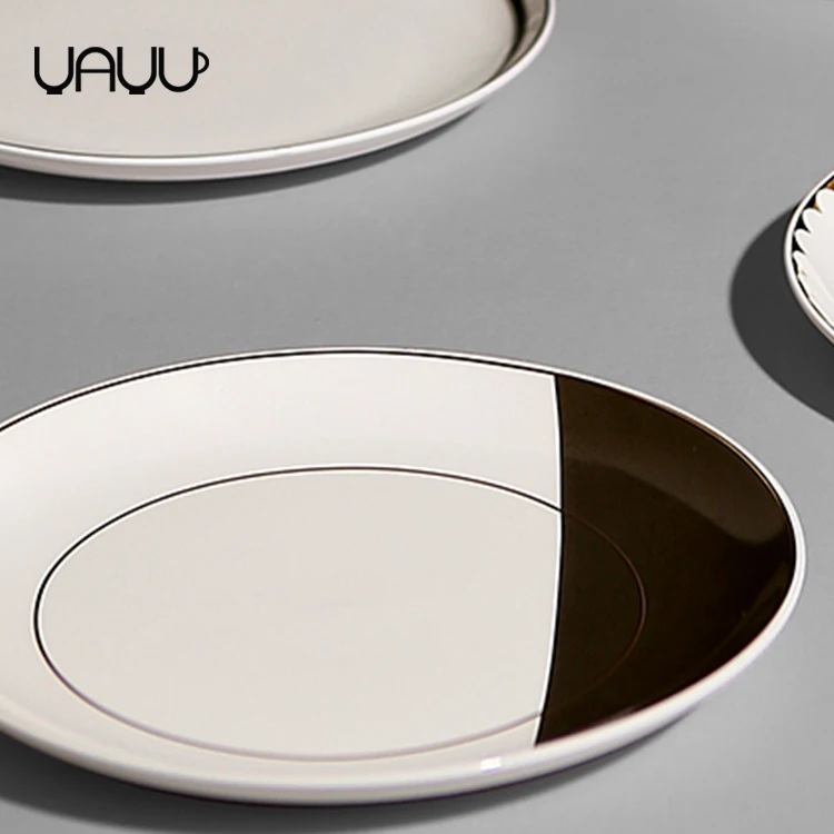 Dubai Ceramic Plate / Hotel Restaurant Porcelain Service White Round