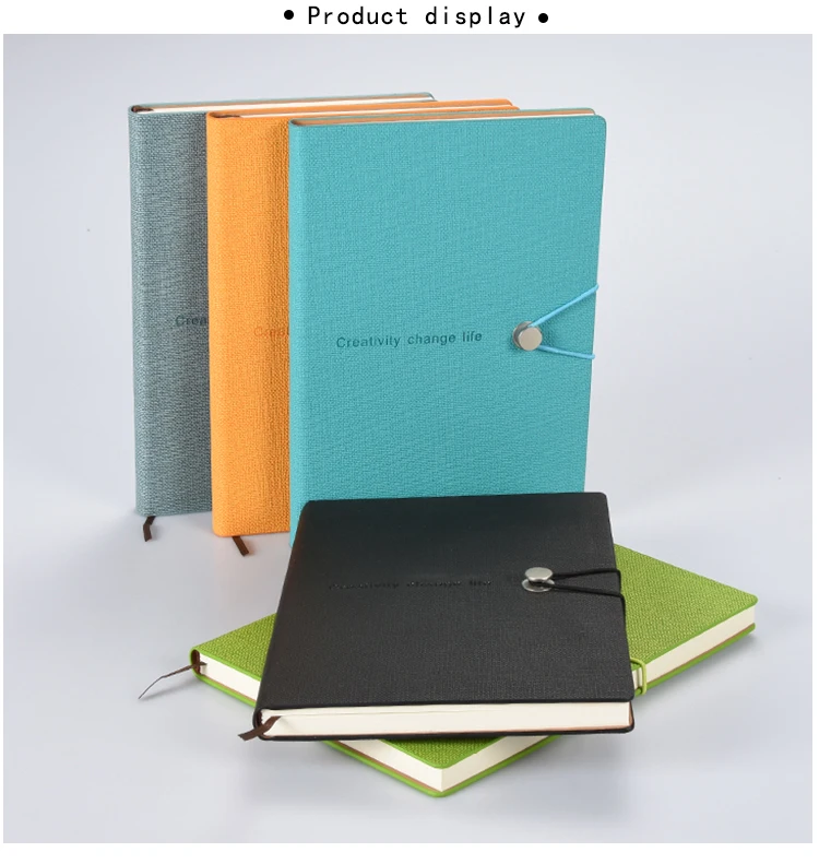 Custom A5 Size Elastic Rope Metal Buckle Closed High Quality Leather Cover Notebook