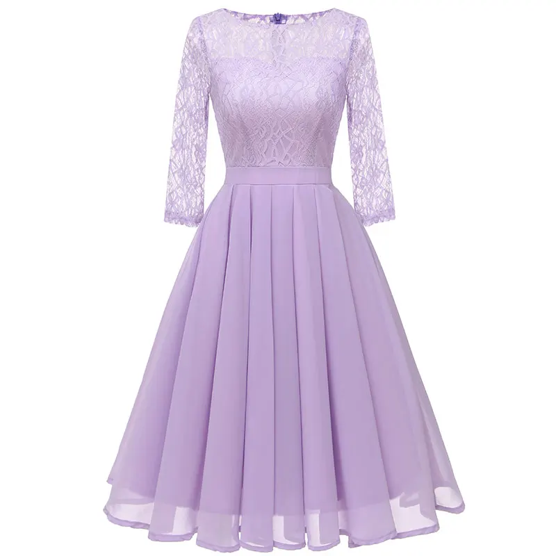 

Women's Lace Sleeve Chiffon Swing Wedding Dress