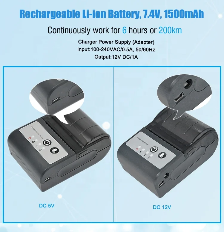 Mini 58mm Bluetooth Handheld Mobile Thermal Portable Printer HCC-T2P
