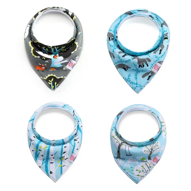 

4pcs/set 2018 wholesale hot selling 100% cotton soft comfortable baby bibs bandana set, Mixed color or customized