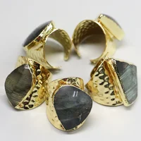 

LS-D723 Beautiful ! Fashion labradorite stone cuff ring with gold plated