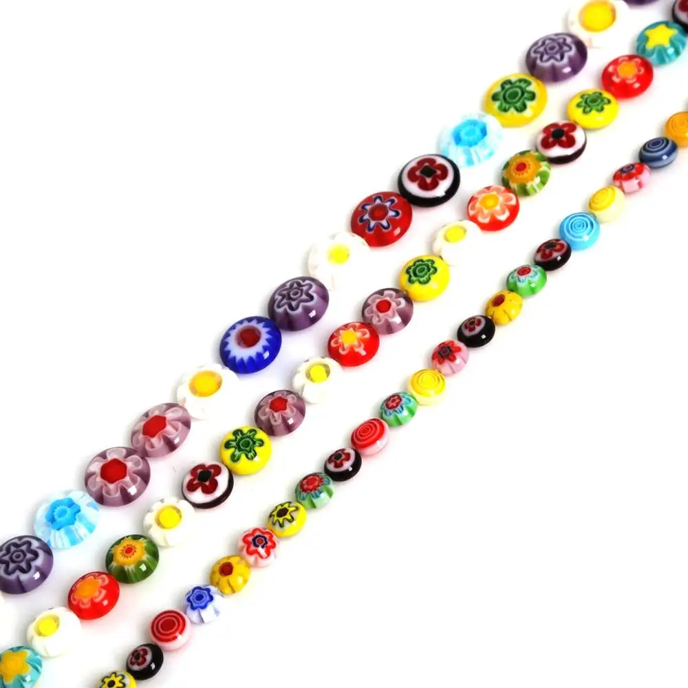 

2020 New Multi Colors Stripe Millefiori Lampwork Glass Beads 6 8 10mm Pick Size For Jewelry Making