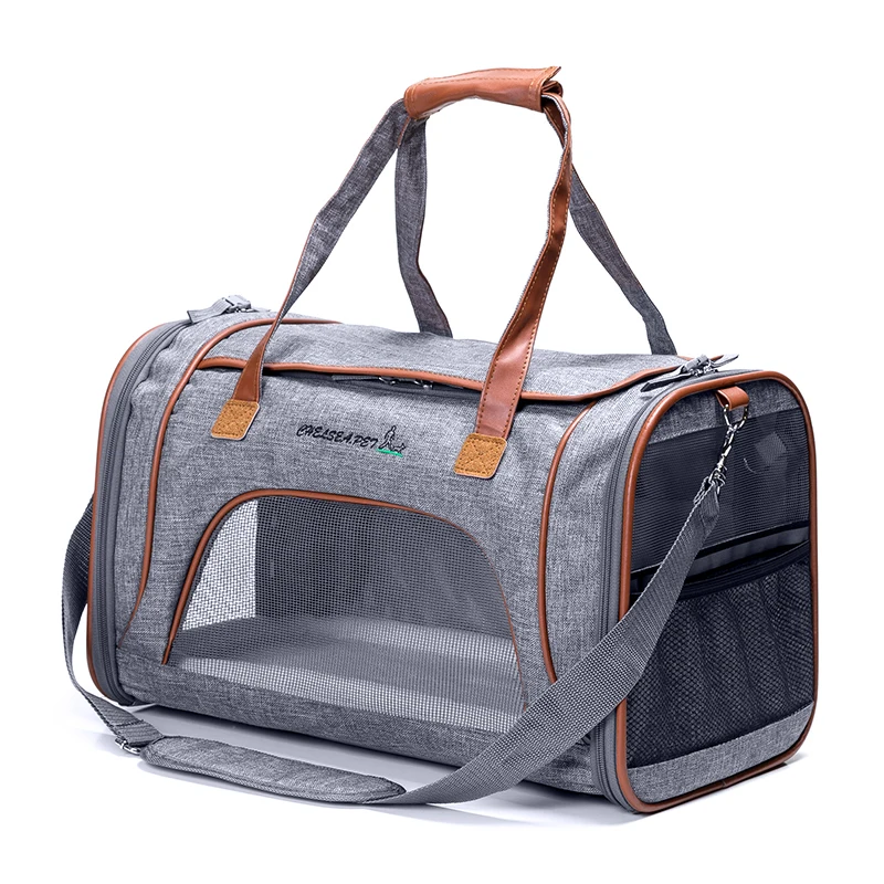2 tone foldable luxury pet carrier cat airline approved dog bags