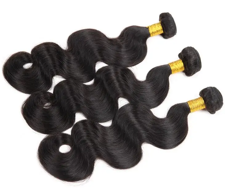 

Unprocessed virgin Natural Black Hair Body Wave Brazilian/peruvian virgin human Hair weft/bundles with closure