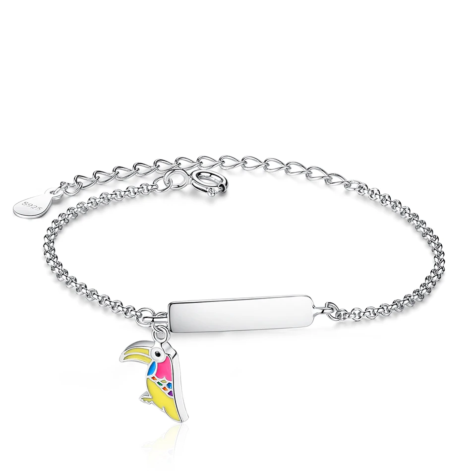 

Custom Name Bracelet 925 Sterling Silver Animal Birds Charm Bracelets For Kids Personalize Jewelry Gift