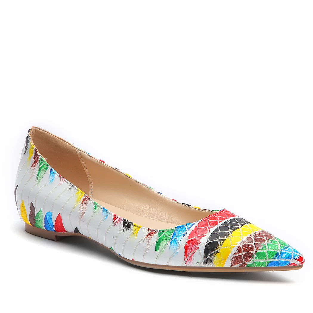 

WETKISS Wholesale Large Size 45 Female Footwear Pointed Toe Exotic Printed Flat Women Shoes Ladies Flat Shoes Office Flat Shoes, White