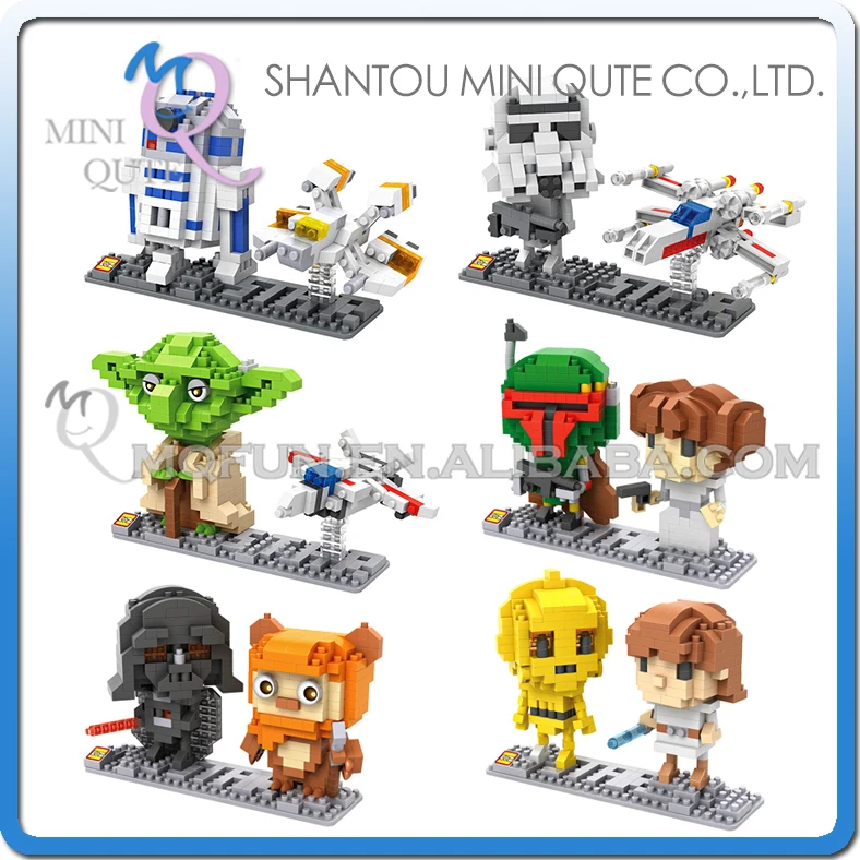 Mini Qute LOZ Star War R2D2 robot Yoda X Wing Starfighter Darth Vader plastic action figures